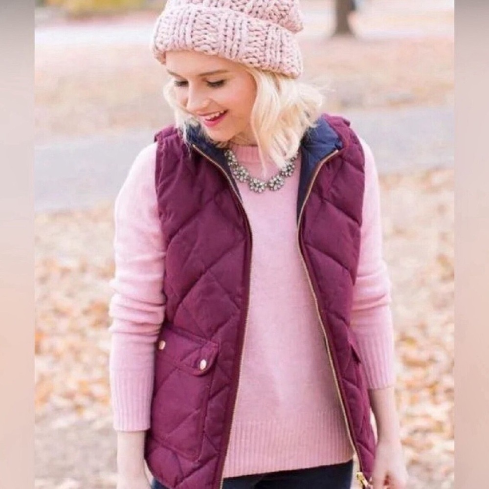 J. Crew Puffer Quilted Full Zip Plaid Vest with Pockets Small